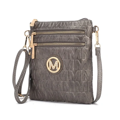 Mkf Collection By Mia K Scarlett Vegan Leather Crossbody Handbag For Women In Grey