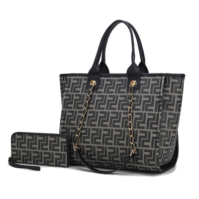Mkf Collection By Mia K Marlene Vegan Leather Women's Tote Bag With Wallet- 2 Pieces In Black