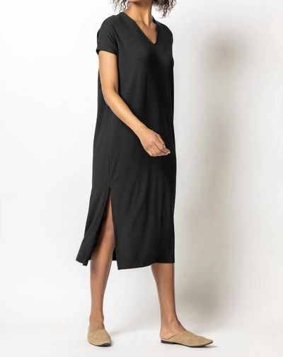 Shop Lilla P Double V-neck Maxi Dress In Black