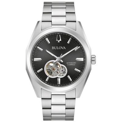 Shop Bulova Men's Black Dial Watch In White