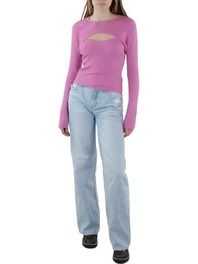 Shop Wayf Womens Metallic Crop Pullover Sweater In Pink