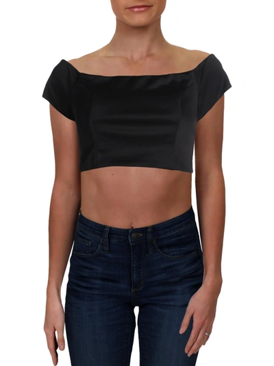 Shop Trixxi Juniors Womens Knit Off-the-shoulder Crop Top In Black
