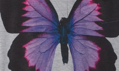 Go Couture Deep V-neck Art Print T-shirt In Grey Butterfly