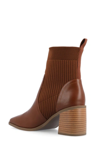 Journee Collection Harlowe Knit Bootie In Cognac