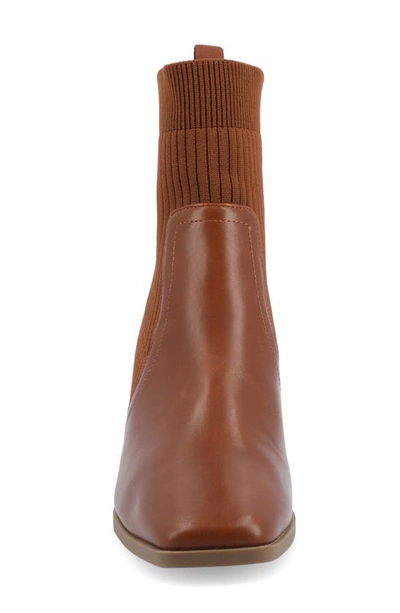 Journee Collection Harlowe Knit Bootie In Cognac