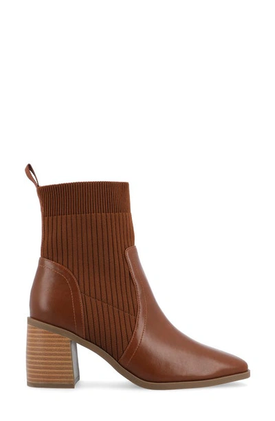 Journee Collection Harlowe Knit Bootie In Cognac