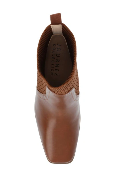 Shop Journee Collection Harlowe Knit Bootie In Cognac