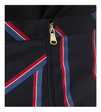 Shop Altuzarra Striped Wool And Cotton-blend Skirt In Navy/tango