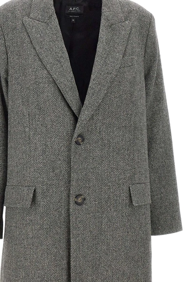 Shop Apc A.p.c. "mallory" Wool Coat In Grey
