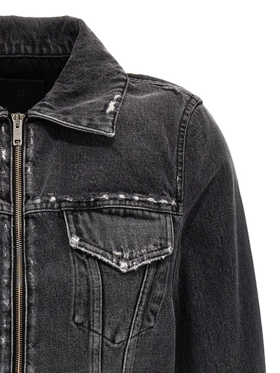 Shop Givenchy Cropped Denim Jacket In Black