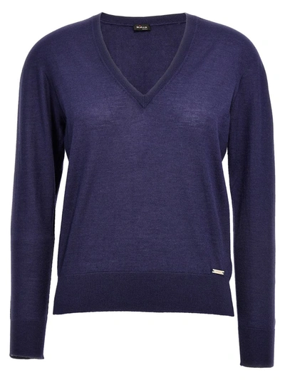 Shop Kiton V-neck Sweater In Blue