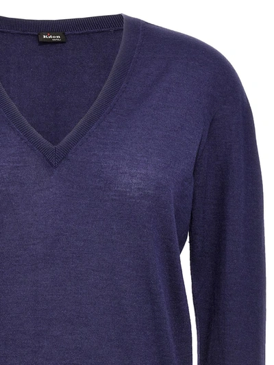 Shop Kiton V-neck Sweater In Blue