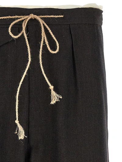Shop Maison Margiela Contrast Waist Detail Pants In Brown