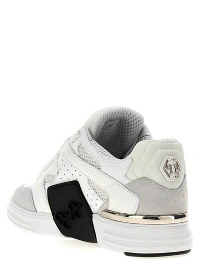 Shop Philipp Plein 'mix Leather Low Top' Sneakers In White