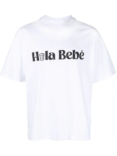 Shop Blue Sky Inn Hola Bebe Cotton T-shirt In White