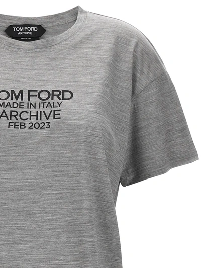 Shop Tom Ford Logo Print T-shirt In Gray