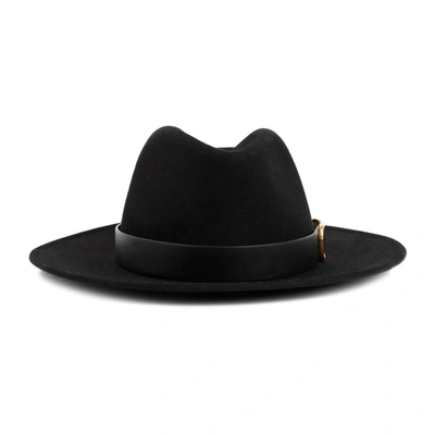 Shop Valentino Garavani  V Logo Signature Fedora Hat In Black