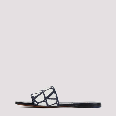 Shop Valentino Garavani  Toile Iconographe Slide Sandal Shoes In Blue