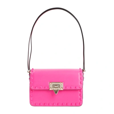 Shop Valentino Garavani  Small Rockstud23 Shoulder Bag In Pink &amp; Purple