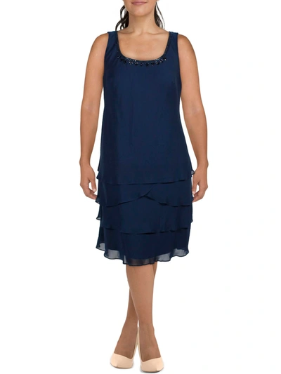 Shop Slny Womens Tiered Sleeveless Cocktail And Party Dress In Blue