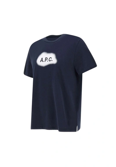 Shop Apc A.p.c. "albert" Cotton T-shirt In Blue