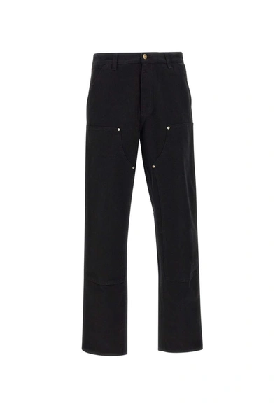 Shop Carhartt Wip "double Knee" Cotton Pants In Black
