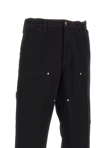 Shop Carhartt Wip "double Knee" Cotton Pants In Black