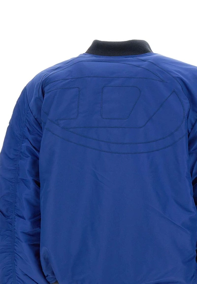Diesel J-mattan Reversible Bomber Jacket In Blue/green