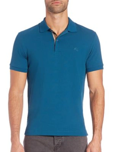 Shop Burberry Oxford Modern-fit Polo In Blue