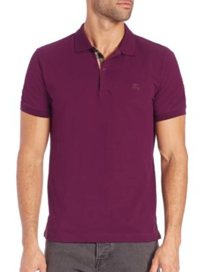 Shop Burberry Oxford Modern-fit Polo In Deep Purple