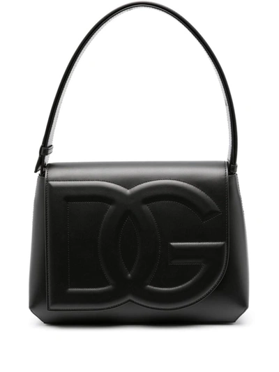 Shop Dolce & Gabbana Logo Shoulder  Bags In Black