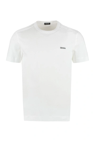 Shop Ermenegildo Zegna Zegna Logo Cotton T-shirt In White
