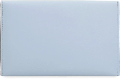 Shop Etro Leather Flat Pouch In Light Blue