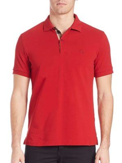 Shop Burberry Oxford Polo In Military Red