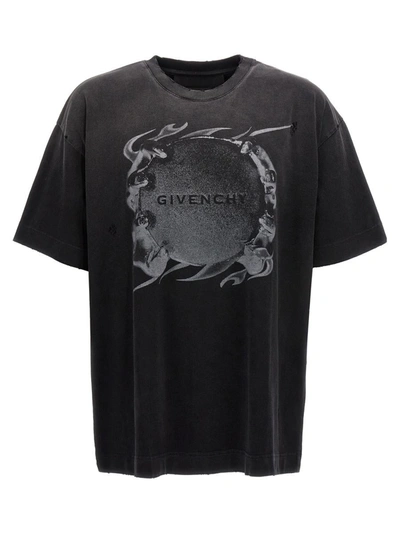 Shop Givenchy Logo Print T-shirt In Gray