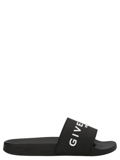 Shop Givenchy Logo Slides In White/black