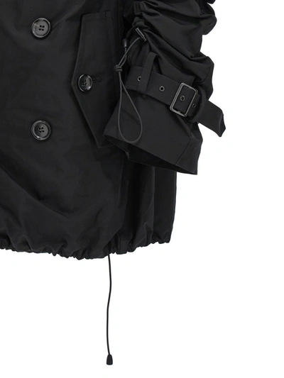 Shop Junya Watanabe Short Curled Trench Coat In Black