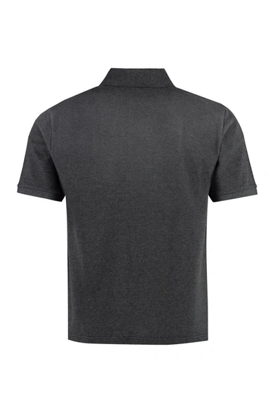 Shop Saint Laurent Cotton-piqué Polo Shirt In Grey