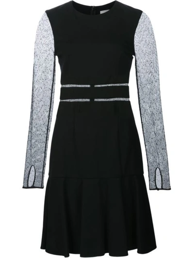 Jason Wu Long-sleeve Lace-inset Dress, Black