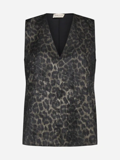 Shop Blanca Vita Tamaya Leopard Print Top In Black