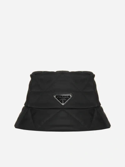 Shop Prada Quilted Re-nylon Bucket Hat In Black