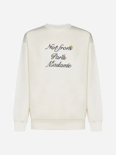 Shop Drôle De Monsieur Nfpm Fleurs Cotton Sweatshirt In Cream