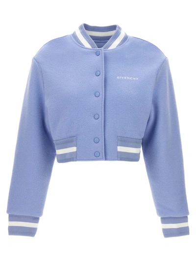 Shop Givenchy 'varsity' Bomber Jacket In Light Blue