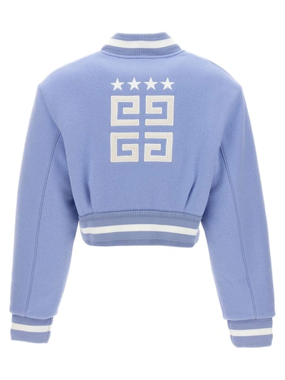 Shop Givenchy 'varsity' Bomber Jacket In Light Blue