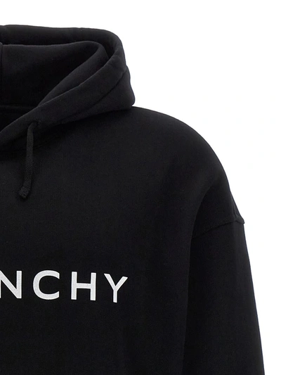 Shop Givenchy Logo Print Hoodie In White/black
