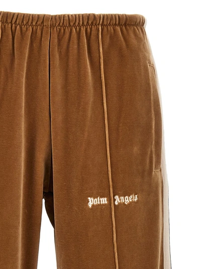 Shop Palm Angels 'velvet Loose Track' Pants In Beige