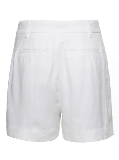 Shop Michael Michael Kors White Bermuda Shorts With Concealed Fastening In Linen Blend Woman
