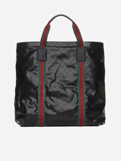 Shop Gucci Gg Crystal Fabric Medium Tote Bag In Black