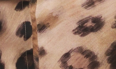 Shop St John Painted Leopard Print Tie Neck Blouse In Sand Multi