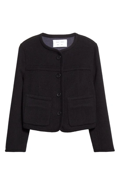 Shop Proenza Schouler Melton Double Face Reversible Wool Blend Jacket In Black / Steel Grey